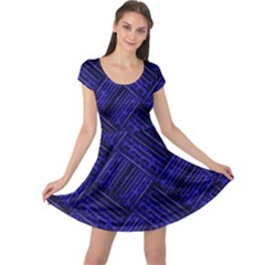 Cobalt Blue Weave Texture Cap Sleeve Dress by Nexatart