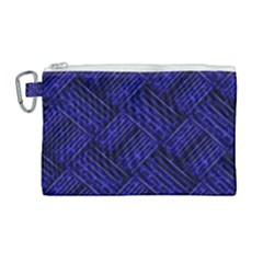 Cobalt Blue Weave Texture Canvas Cosmetic Bag (large) by Nexatart