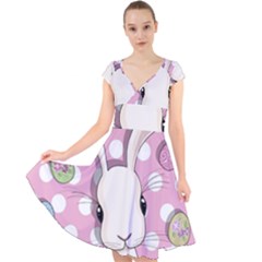Easter Bunny  Cap Sleeve Front Wrap Midi Dress by Valentinaart