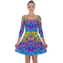 Flowers In The Most Beautiful Sunshine Quarter Sleeve Skater Dress by pepitasart
