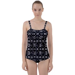 Dark Luxury Baroque Pattern Twist Front Tankini Set by dflcprints