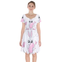 Easter Bunny  Short Sleeve Bardot Dress by Valentinaart