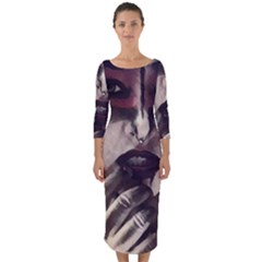 Femininely Badass Quarter Sleeve Midi Bodycon Dress by sirenstore