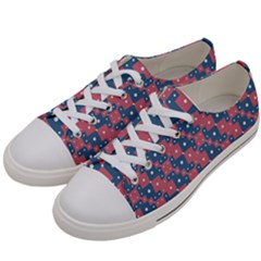 Squares And Circles Motif Geometric Pattern Women s Low Top Canvas Sneakers by dflcprints