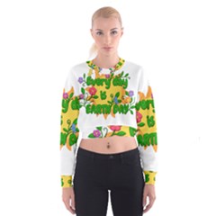 Earth Day Cropped Sweatshirt by Valentinaart