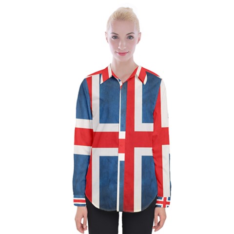 Iceland Flag Womens Long Sleeve Shirt by Valentinaart