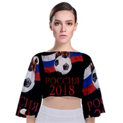 Russia Football World Cup Tie Back Butterfly Sleeve Chiffon Top by Valentinaart