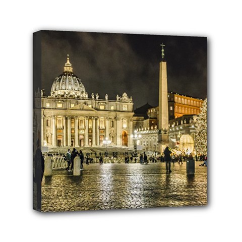 Saint Peters Basilica Winter Night Scene, Rome, Italy Mini Canvas 6  X 6  by dflcprints