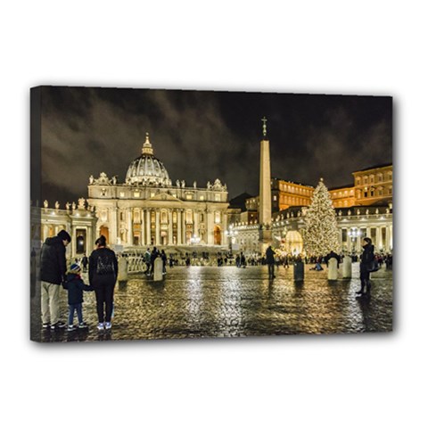 Saint Peters Basilica Winter Night Scene, Rome, Italy Canvas 18  X 12  by dflcprints