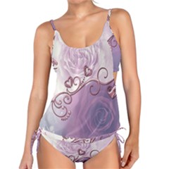 Wonderful Soft Violet Roses With Hearts Tankini Set by FantasyWorld7