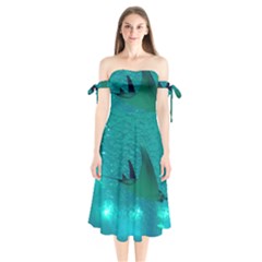 Manta Ray 1 Shoulder Tie Bardot Midi Dress by trendistuff