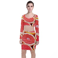 Grapefruit 1 Long Sleeve Crop Top & Bodycon Skirt Set by trendistuff