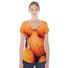 Pumpkins 1 Short Sleeve Front Detail Top by trendistuff