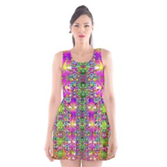 Flower Wall With Wonderful Colors And Bloom Scoop Neck Skater Dress by pepitasart