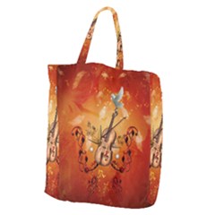 Violin With Violin Bow And Dove Giant Grocery Zipper Tote by FantasyWorld7