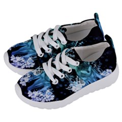 Amazing Wolf With Flowers, Blue Colors Kids  Lightweight Sports Shoes by FantasyWorld7