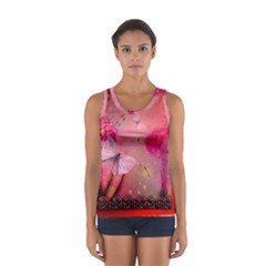 Wonderful Butterflies With Dragonfly Sport Tank Top 