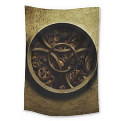 Abstract Steampunk Textures Golden Large Tapestry