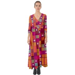 Abstract Background Colorful Button Up Boho Maxi Dress