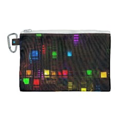 Abstract 3d Cg Digital Art Colors Cubes Square Shapes Pattern Dark Canvas Cosmetic Bag (large)