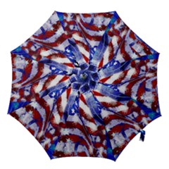 American Flag Red White Blue Fireworks Stars Independence Day Hook Handle Umbrellas (large)