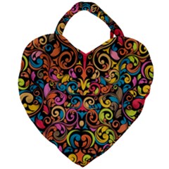 Art Traditional Pattern Giant Heart Shaped Tote by Sapixe