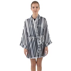 Barcode Pattern Long Sleeve Kimono Robe