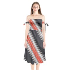 Bed Linen Microfibre Pattern Shoulder Tie Bardot Midi Dress