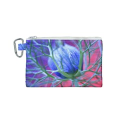 Blue Flowers With Thorns Canvas Cosmetic Bag (small)