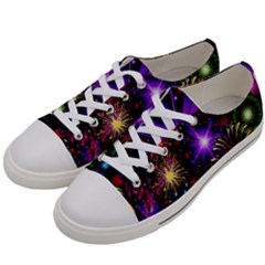 Celebration Fireworks In Red Blue Yellow And Green Color Women s Low Top Canvas Sneakers