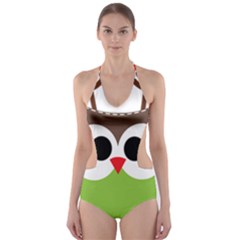 Clip Art Animals Owl Cut-out One Piece Swimsuit by Sapixe