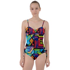 Urban Graffiti Movie Theme Productor Colorful Abstract Arrows Sweetheart Tankini Set by genx