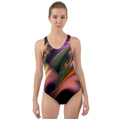 Color Burst Abstract Cut-out Back One Piece Swimsuit by Sapixe