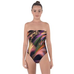 Color Burst Abstract Tie Back One Piece Swimsuit by Sapixe