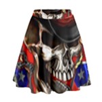 Confederate Flag Usa America United States Csa Civil War Rebel Dixie Military Poster Skull High Waist Skirt