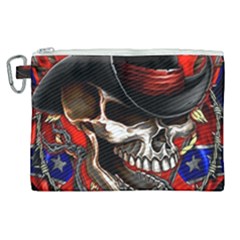 Confederate Flag Usa America United States Csa Civil War Rebel Dixie Military Poster Skull Canvas Cosmetic Bag (xl) by Sapixe