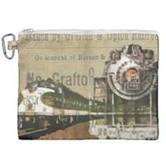 Train Vintage Tracks Travel Old Canvas Cosmetic Bag (xxl) by Nexatart