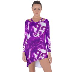 Purple Buddha Art Portrait Asymmetric Cut-out Shift Dress by yoursparklingshop