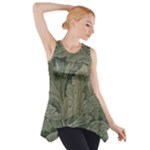 Vintage Background Green Leaves Side Drop Tank Tunic