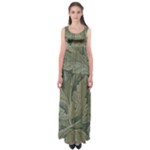 Vintage Background Green Leaves Empire Waist Maxi Dress