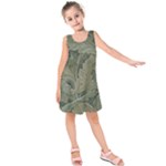 Vintage Background Green Leaves Kids  Sleeveless Dress