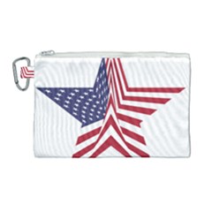 A Star With An American Flag Pattern Canvas Cosmetic Bag (large) by Nexatart