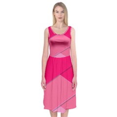 Geometric Shapes Magenta Pink Rose Midi Sleeveless Dress by Nexatart