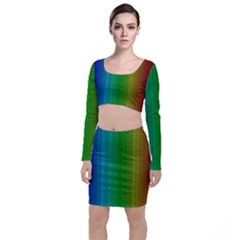 Spectrum Colours Colors Rainbow Long Sleeve Crop Top & Bodycon Skirt Set by Nexatart