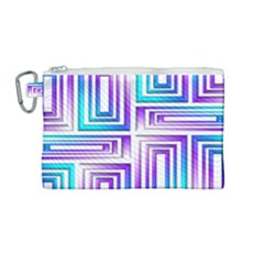 Geometric 3d Metallic Aqua Purple Canvas Cosmetic Bag (medium) by Nexatart