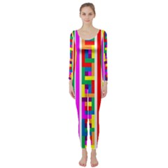 Rainbow Geometric Design Spectrum Long Sleeve Catsuit by Nexatart