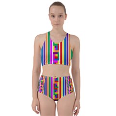 Rainbow Geometric Design Spectrum Racer Back Bikini Set by Nexatart