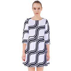 Diagonal Pattern Background Black And White Smock Dress by Sapixe