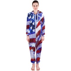 Flag Usa United States Of America Images Independence Day Hooded Jumpsuit (ladies)  by Sapixe