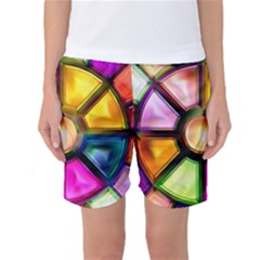 Glass Colorful Stained Glass Women s Basketball Shorts by Sapixe